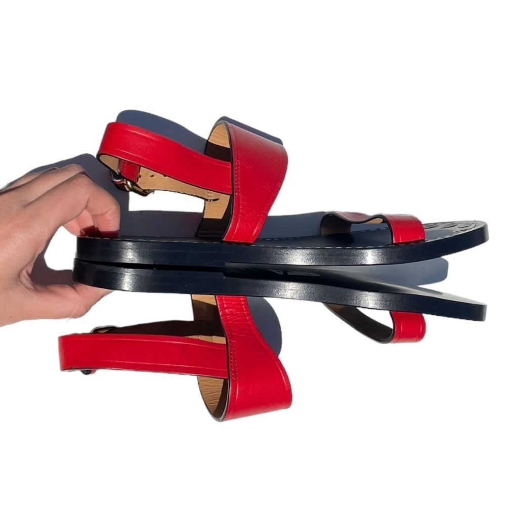 Isabel Marant Jizza Leather Sandals gold buckle red women’s 6 EUR 36 NEW - Picture 11 of 13